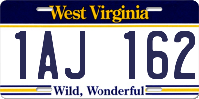 WV license plate 1AJ162