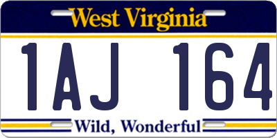 WV license plate 1AJ164