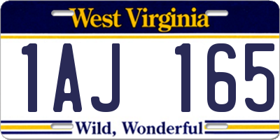 WV license plate 1AJ165