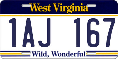 WV license plate 1AJ167