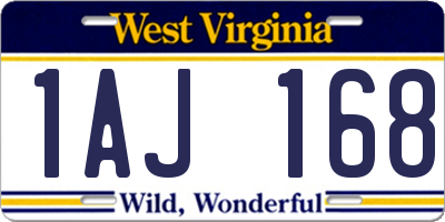 WV license plate 1AJ168