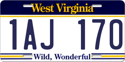 WV license plate 1AJ170