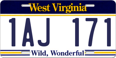 WV license plate 1AJ171