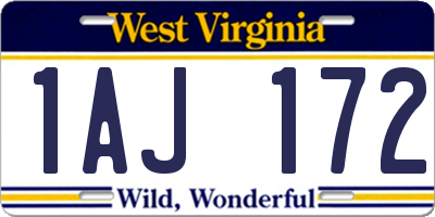 WV license plate 1AJ172