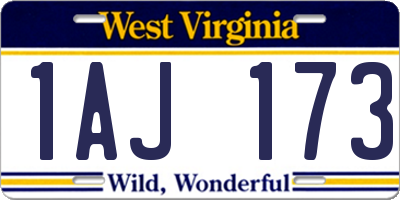 WV license plate 1AJ173