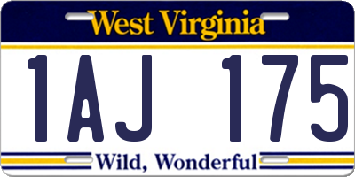 WV license plate 1AJ175