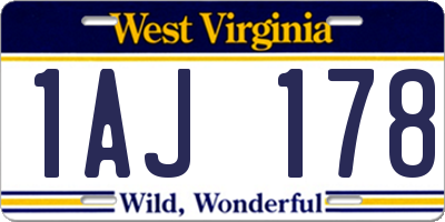 WV license plate 1AJ178