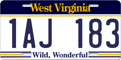 WV license plate 1AJ183