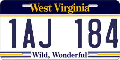 WV license plate 1AJ184