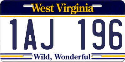 WV license plate 1AJ196