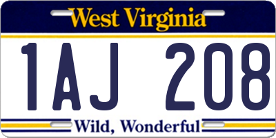 WV license plate 1AJ208