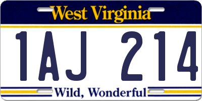 WV license plate 1AJ214