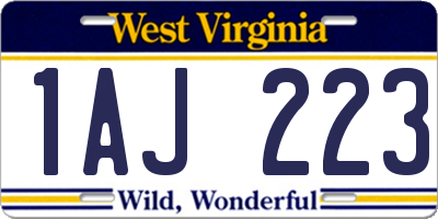 WV license plate 1AJ223