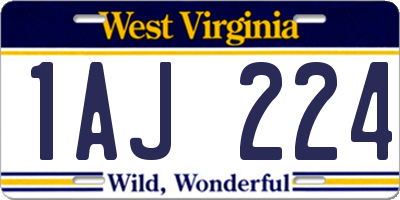 WV license plate 1AJ224