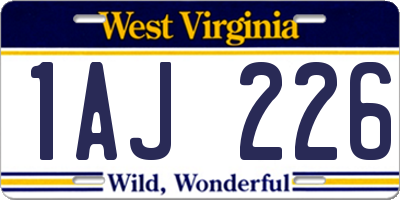 WV license plate 1AJ226