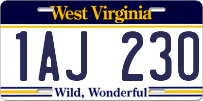 WV license plate 1AJ230