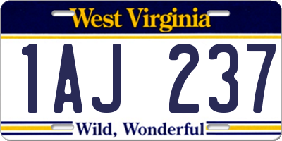 WV license plate 1AJ237