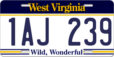 WV license plate 1AJ239