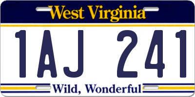 WV license plate 1AJ241