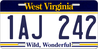 WV license plate 1AJ242