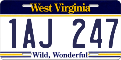 WV license plate 1AJ247