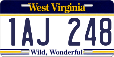 WV license plate 1AJ248