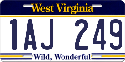 WV license plate 1AJ249