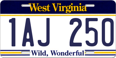 WV license plate 1AJ250