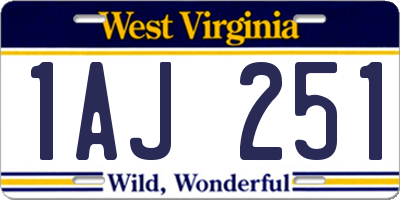 WV license plate 1AJ251