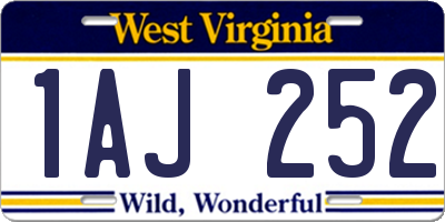 WV license plate 1AJ252