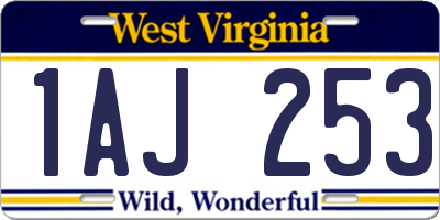 WV license plate 1AJ253