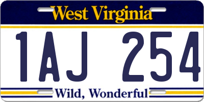 WV license plate 1AJ254