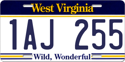 WV license plate 1AJ255