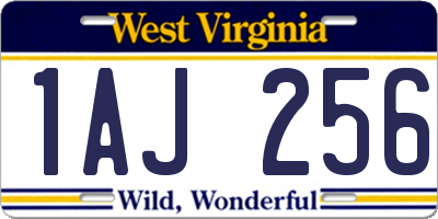 WV license plate 1AJ256