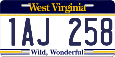 WV license plate 1AJ258