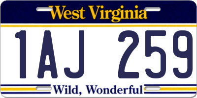 WV license plate 1AJ259