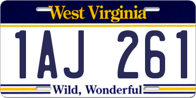 WV license plate 1AJ261