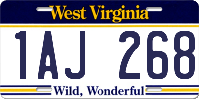 WV license plate 1AJ268