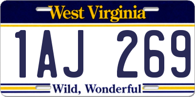 WV license plate 1AJ269