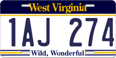 WV license plate 1AJ274