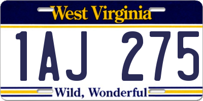 WV license plate 1AJ275