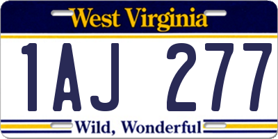 WV license plate 1AJ277