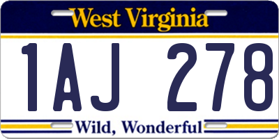 WV license plate 1AJ278