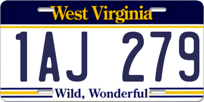 WV license plate 1AJ279