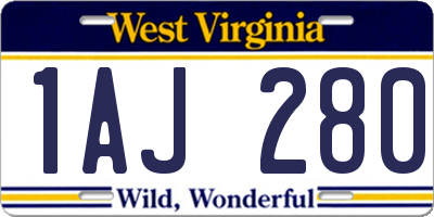 WV license plate 1AJ280