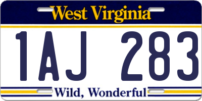 WV license plate 1AJ283