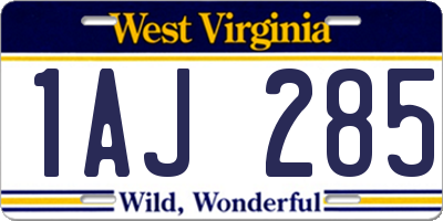 WV license plate 1AJ285