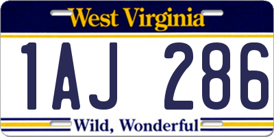 WV license plate 1AJ286