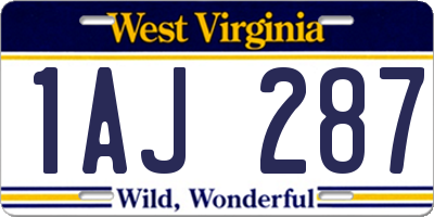 WV license plate 1AJ287