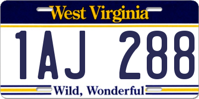 WV license plate 1AJ288